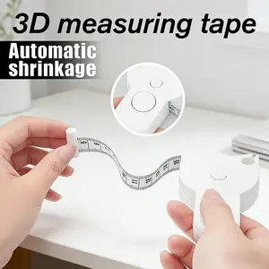 60 Inch Auto-Retractable 3D Body Measuring Tape | Premium Fitness Measuring Tool for Waist, Hip, Bust & Arms, White