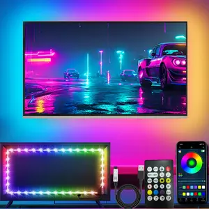 LED Lights for TV, 16.4ft LED Lights for 45-75 Inch TVs, RGB TV Backlight Behind, Music Sync Bluetooth APP/RF Remote Control Strip Lights USB Powered for Bedroom/Gaming