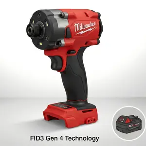 MilwaukeeM18 FID3 18V 1/4 Inch Cordless Impact Driver Kit With Battery And Charger Milwaukee Torque  Alternative 2026 Compact Power Tool  300Nm Torque Four Mode Control Adjustable Wrench Universal Magnetic Spark Plug Socket Set wood plastic