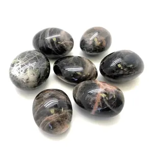 Black Moonstone Palm Stone - Polished Black Moonstone Worry Stone