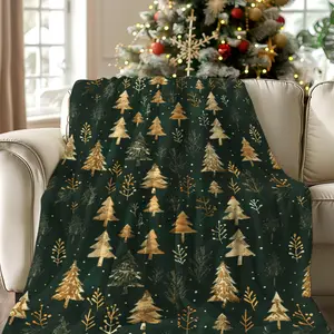 Christmas Elements 1pc, Vintage texture, Christmas tree, Christmas, print blanket soft and warm blanket, great holiday gifts for classmates, friends, family and lovers for naps, camping, travel, cars, office home decor-280GSM