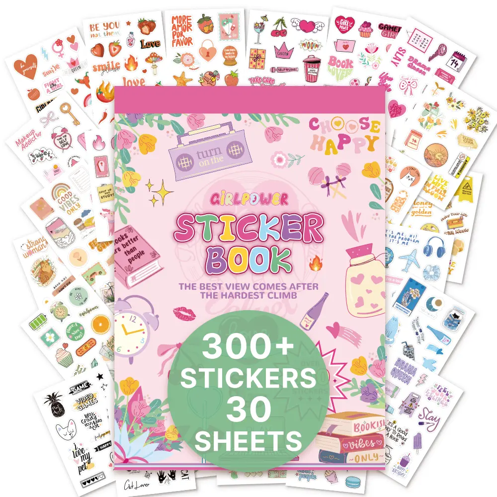Aesthetic Coil-Bound Scrapbooking Set - 30 Sheets, 300+ Colorful Stickers, Easy Flipping, Creativity Boost, Enhances Artistic Expression, Embellishment, Colorful Labels, Organizing