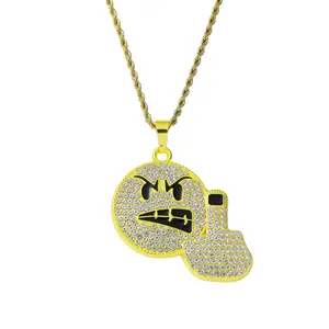 emoji angry middle finger emoji pendant personalized hip hop hipster cuban necklace