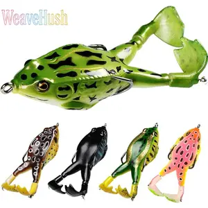 5Pcs Bionic Thunder Frog Luya Lures, Rotating Topwater Tractor Frog Baits, 9cm 13g High Carbon Steel Double Hooks, Realistic Soft Frog Fishing Lures