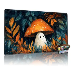 Cute Mushroom Ghost Forest Game Mat 12x24inch MTG Playmat TCG Trading Card Game Mat Table Mat Perfect Gift for Gamers and Collectors