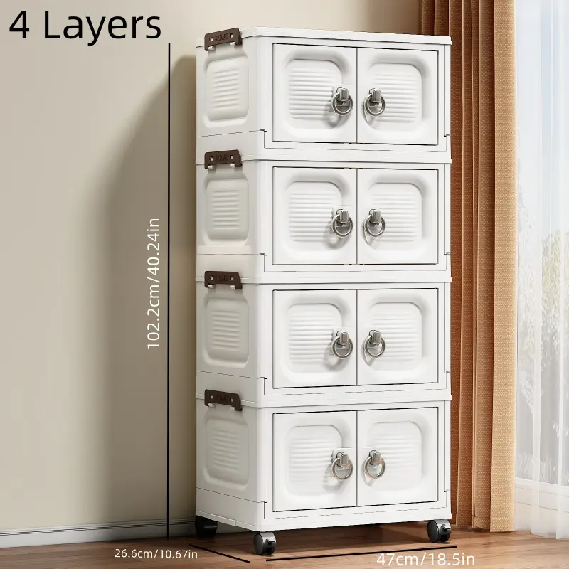 4-Tier(Wheels + Magnetic Door) Foldable Model