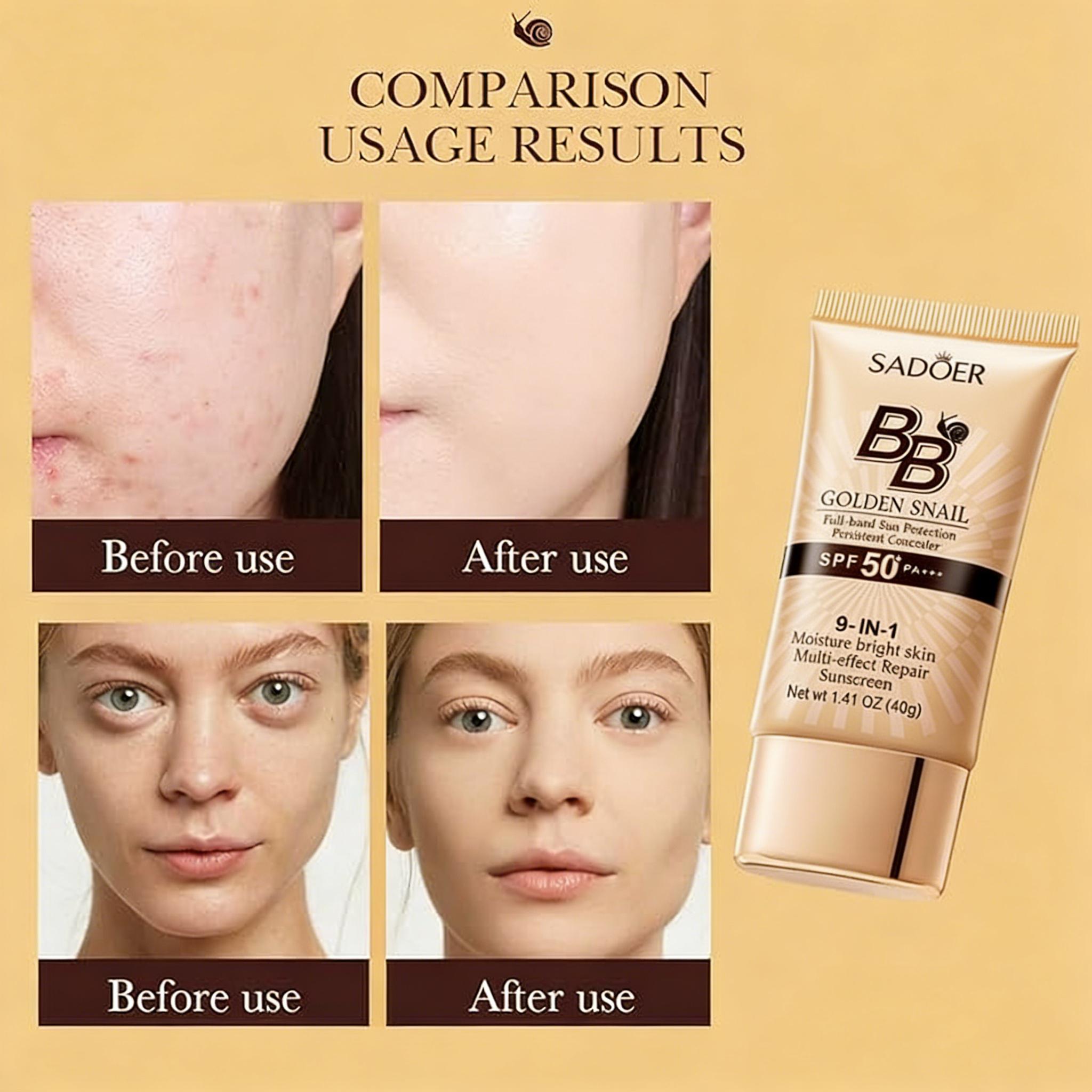 Waterproof snail BB cream, moisturizing matte finish, refreshing non-greasy daily makeup, beginner friendly face foundation cream, holiday beauty gift