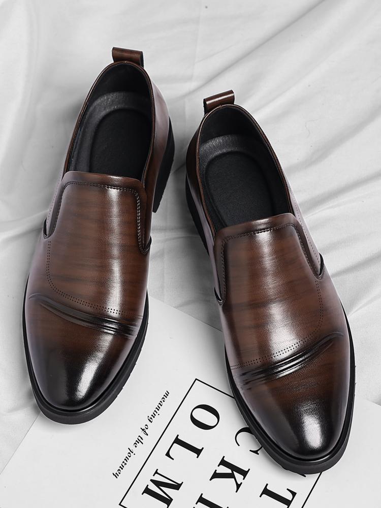 Men’s Classic Faux Leather Slip-On Ankle Dress Loafers - Business Formal Office Footwear with Rubber Sole, Wedge Design, Father’s Day Gift Option, US 10.5 (CN 45, 27.5cm Length)