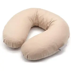 Buckwheat  Pillow for Sleeping U Shaped Pillow Cooling Travel  Support Pillow for   Side Sleepers Buckwheat Hulls Concealed Zipper (12x12 inch, Light-tan)