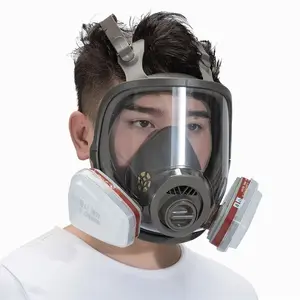 Full Face Gas Respirator Mask, Gas Masks with Activated Carbon Filter, Protection Against Gases Dust Organic Vapor, Safety Gear, Reusable Respirator Mask