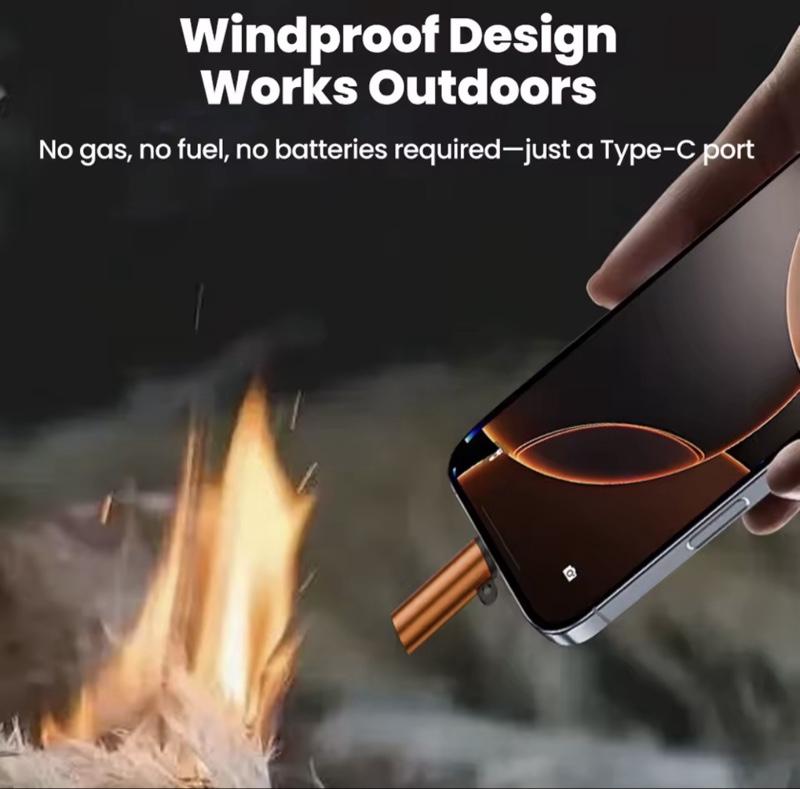 Mini encendedor de cigarrillos tipo C, apagado automático, seguridad para exteriores, USB C, adaptador de encendedor de cigarrillos móvil