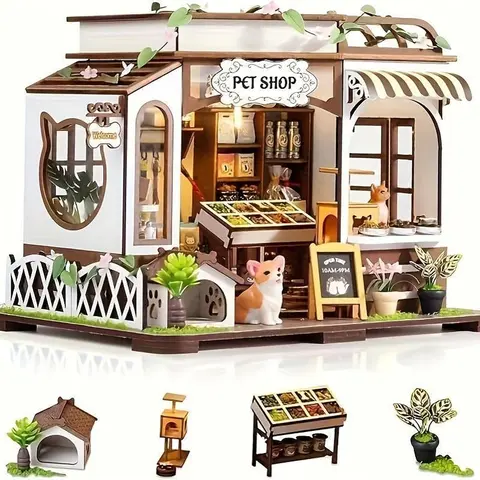 Wooden Book Nook Kit, Farmhouse Wood 1 Set DIY Book Nook Kit, 3D Desktop Decoration Ornament, DIY Model Kit, DIY Woodwork, Country Style Wooden Model Kit, Wood Design
