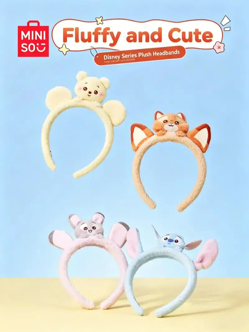 Disney Plush Ear Headband, Soft Fluffy Headband,Cute Nick/Judy/Stitch/Pooh Cartoon Ears Hair Hoop,Ultra-Soft, Cute & Lightweight for Theme Park, Daily Wear, Costume Party, or Cozy Home