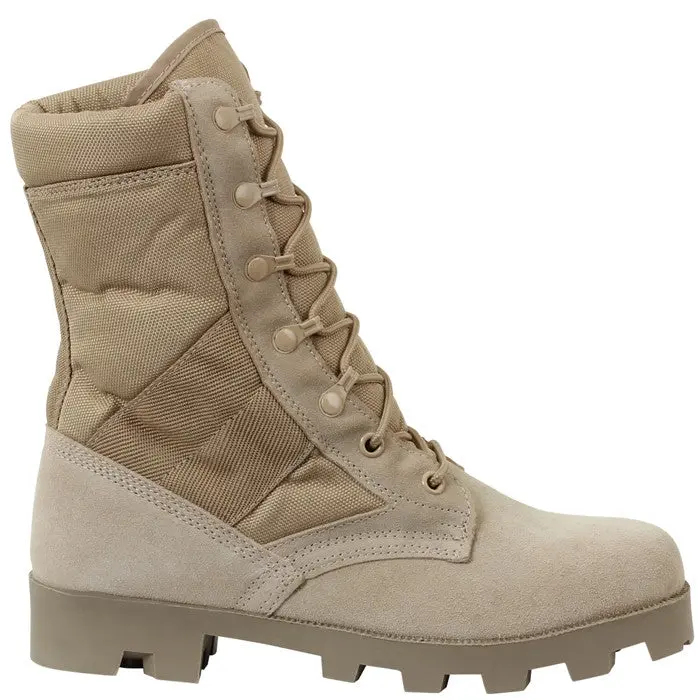 8-Inch Suede Military Jungle Boots, Unisex Desert Tan Leather Shoe, Padded Footwear with Panama Sole and Speedlace System, Walking Shoes, Speedlacing
