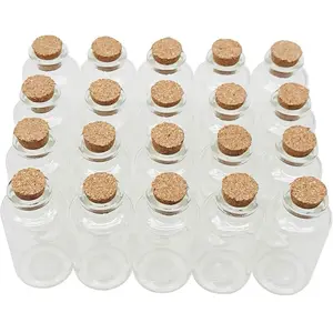 20 mL Cork Stopper Glass Bottles Mini Transparent Glass Bottles 20 Pcs Organiser Oil Wedding Gift