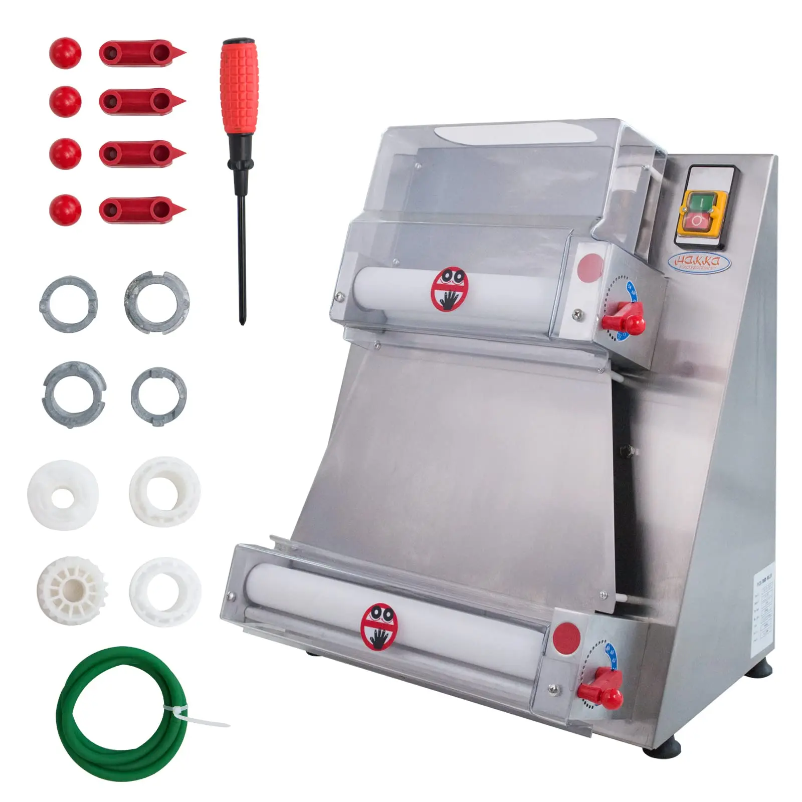 Hakka Electric Dough Sheeter Machine 370W Max 15" Pizza Dough Roller Sheeter, Automatic Commercial Pizza Dough Press Machine, Noodle Bread Pasta Maker, Utensils, Plastic