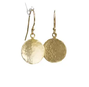 Boho Hammered Gold Disc Drop Earrings Textured Gold Circle Dangle Earrings for Women