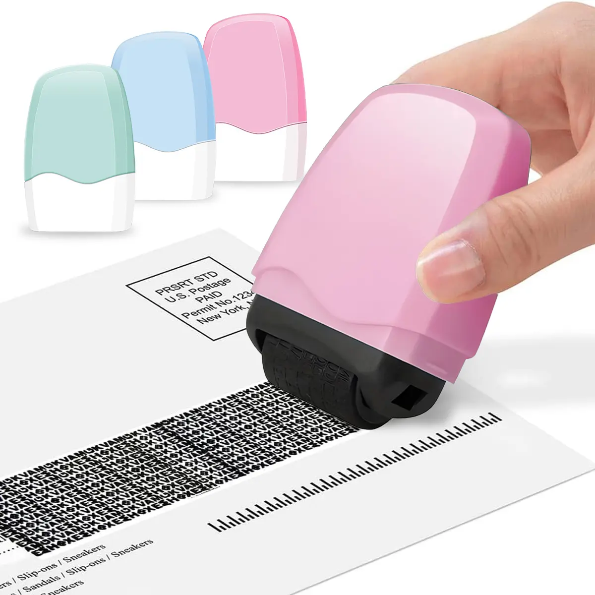 Identity Theft Protection Roller Stamps for Data Barcode ID Privacy,Anti-Theft Security Prevention Confidential Roller Stamp Easy for Guard Personal Information Blockout