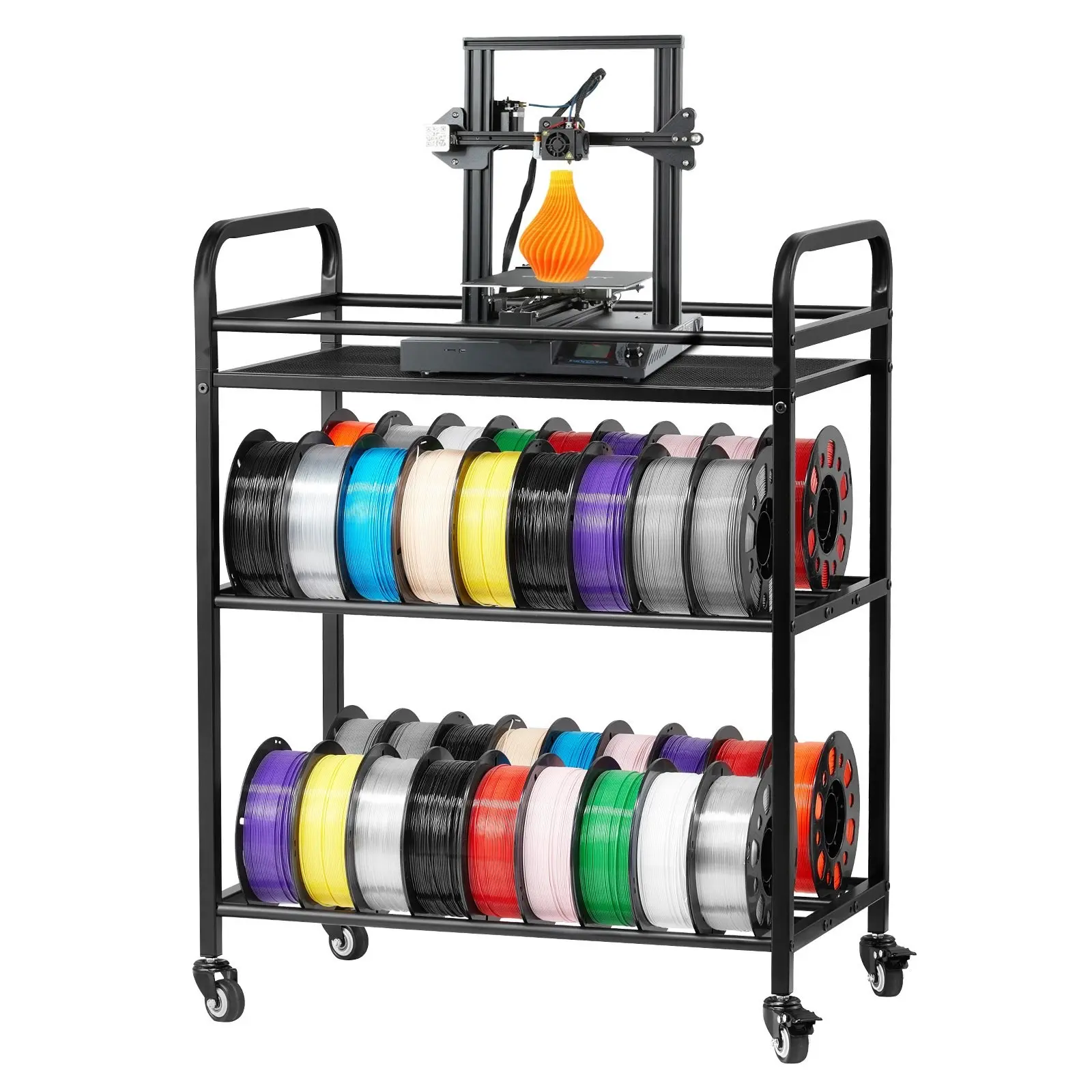 3D Printer Filament Storage Rack for Organization and Easy Access, 3-Tier Filament Spool Holders and Racks, Durable Steel and Plastic Construction, Spool Organizer Tray for Home Workshop, Compatible with Most Filament Spools