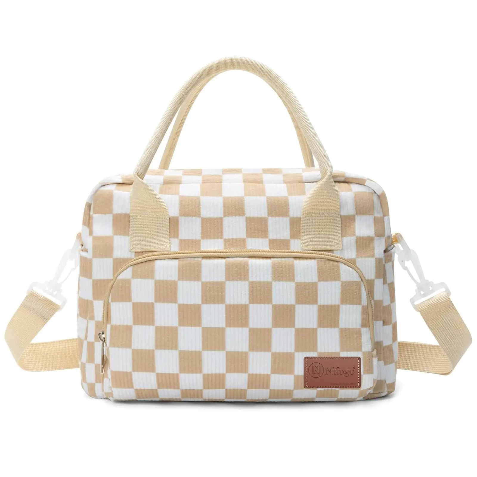 11L Cute Strawberry Corduroy Insulated Lunch Bag for Women Reusable Leakproof Large Tote for Office and Travel