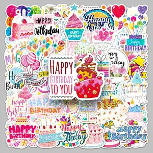 50pcs laser birthday stickers cartoon small fresh creative trend stickers pencil case desktop photo frame luggage stickers