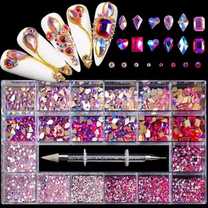 12 Types of 600 White Diamonds + 2500 Flat Rhinestones Mix 20 Styles Flatback DIY Crafts Rhinestone Crystals 3D Ornament‌s Flat Back Stones Set + Tweezers + Drill Pen outdoorfun