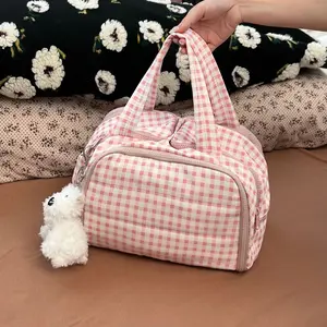 Puffy Travel Makeup Organizer Bag, Double Wide Open Cosmetic Bag, Large Capacity Portable Toiletry Bag for Women outdoorfun