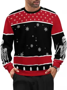 Horror Christmas Sweater Skeleton Santa Claus 3D Printed Men's Crew Neck Sweatshirt Y2k Unisex Casual New Pullover Men's Streetwear