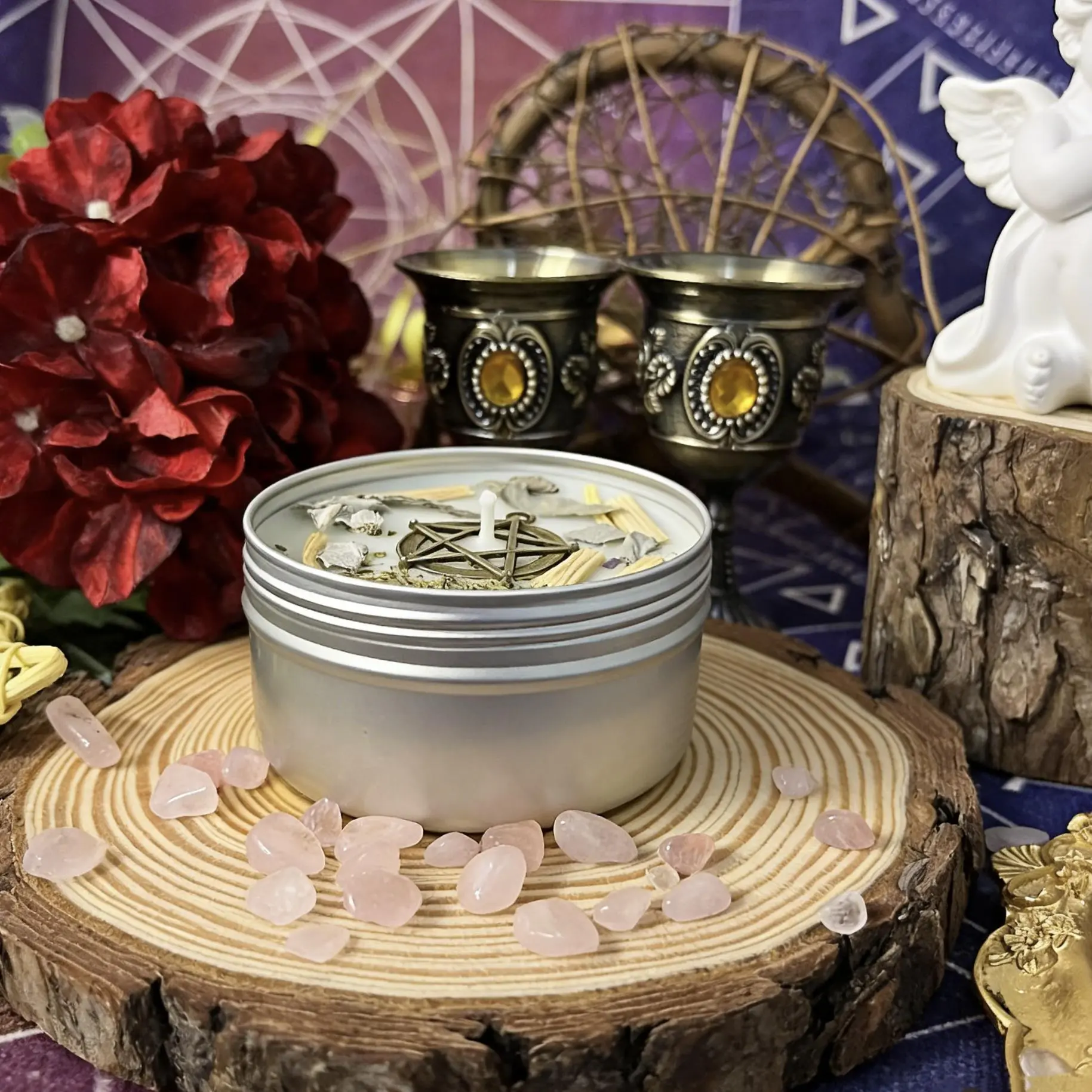 1pc Soy Wax Crystal Aromatherapy Tin Candle - 12hr Burn Time, Sage-Cedar-Sacred Wood 3-in-1 Scent, Spooky Cozy Decoration for Holiday Gatherings, Signature Gift (Home Decor Supplies)