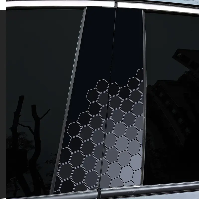 2 very beautiful and interesting car middle pillar stickers, with personal creativity, B pillar protective film, cool black pattern car stickers, Side Decals, Vehicle Decoration, Automotive Decoration, suitable for cars, Car Decorative Sticker