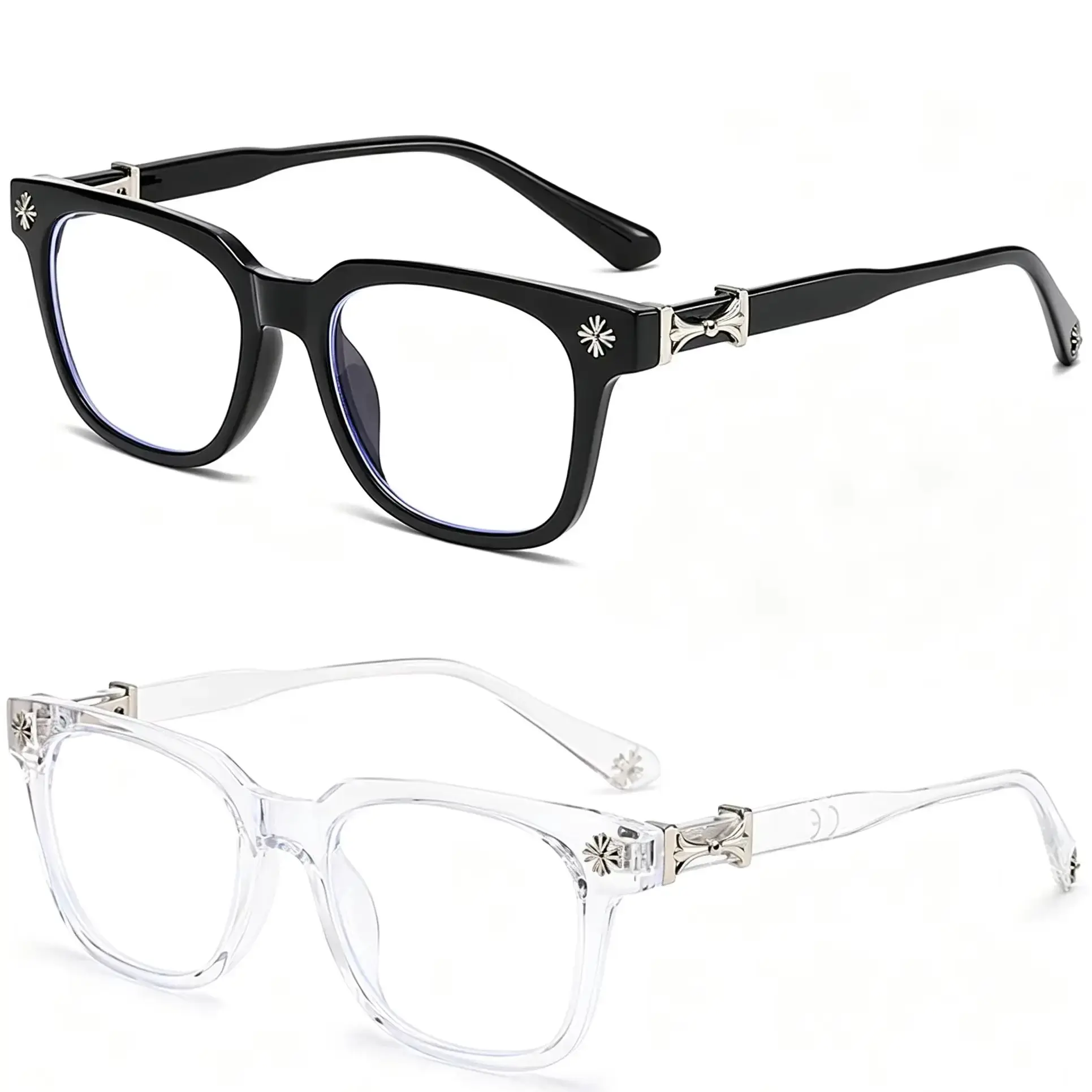 Classic 3Pcs Square Anti Blue Light Glasses For Men And Women Black & Transparent Frame Unisex Computer Wearing Women Glasses