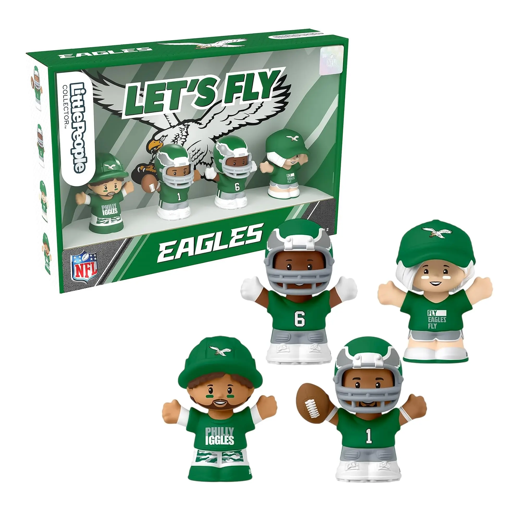 Philadelphia Eagles NFL Little People Collector Set - Alternate Jersey Football Action Figures, Collectible Figures, Gifts for Boys, Eagles Fans, Choking Hazard Small Parts