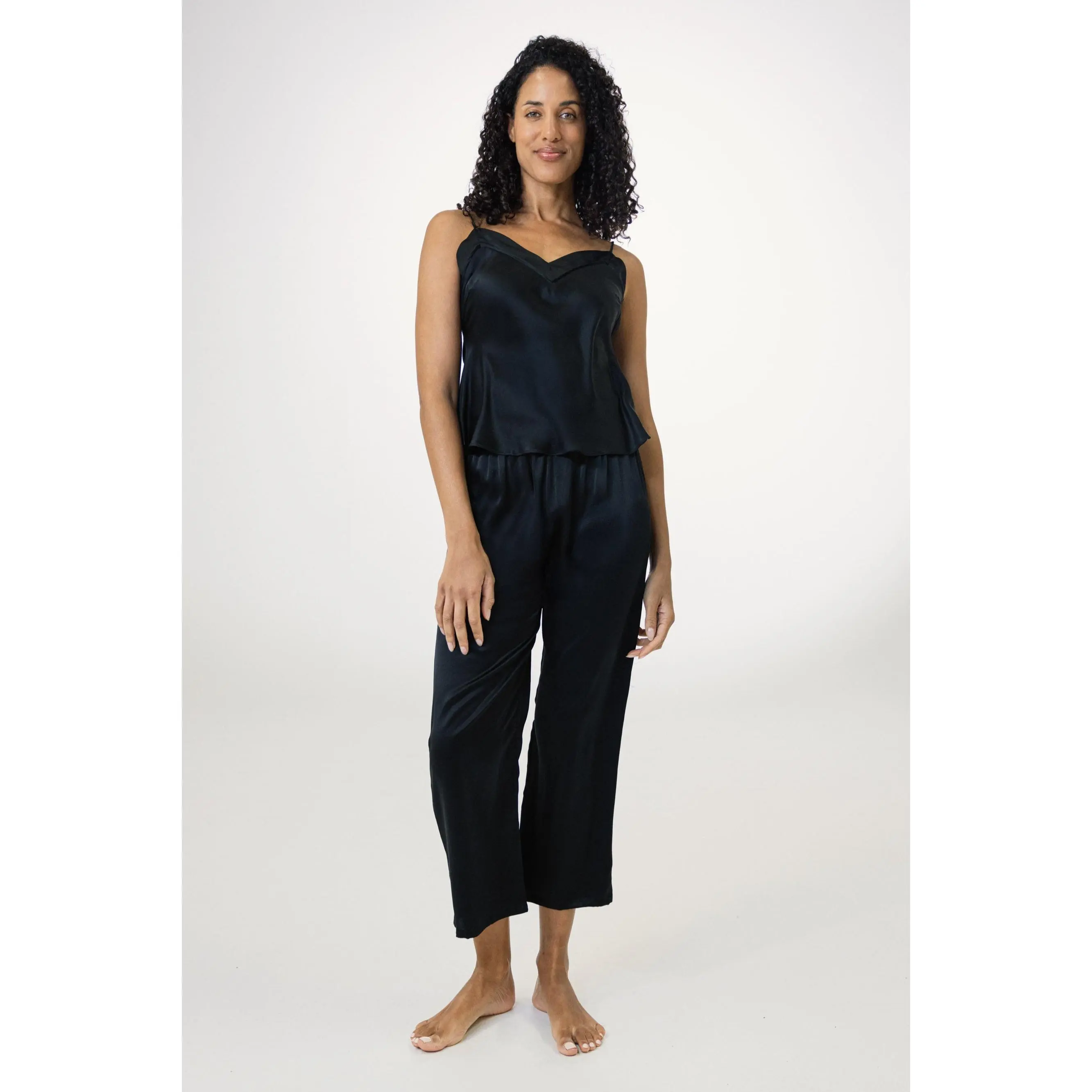 Women's Pure Silk Camisole and Pants Set with Back Tie