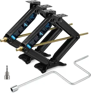 7500lbs RV Stabilizer Leveling Scissor Jacks 24" for Travel Trailer Camper, Set of 2, Heavy Duty RV Stabilizer Jacks Kit with Crank Handle and Drill Bit, Black