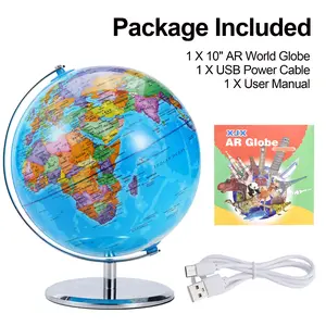 360 Degree Rotating Globe, Sphere Diameter 25cm With Bracket, Earth Night Light, Teaching/map Exploration, Children's Day Gift/toy/office Decoration, Can Be Connected To Applications