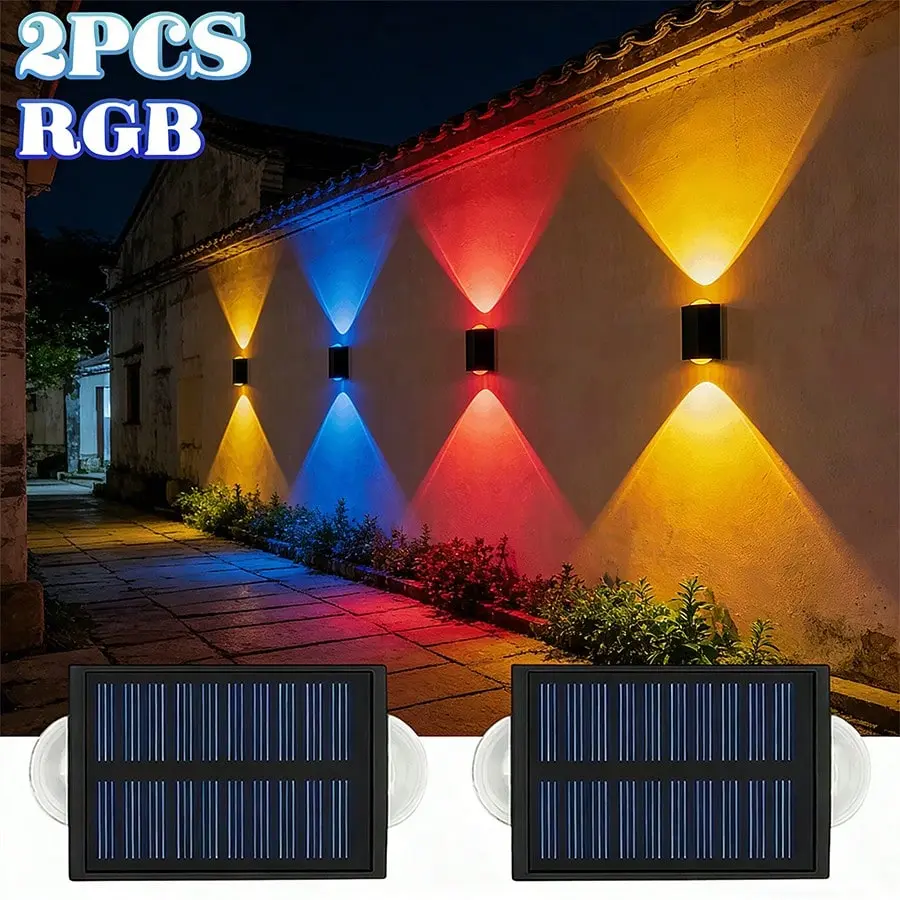 Black Upright Modern Waterproof ABS Shell Outdoor LED Solar Wall Lamp - Multiple Wattages (2W/4W/6W/10W), 2/4/6/8 Pieces, 18cm Cable, Home Improvement & Garden Lighting Fixture