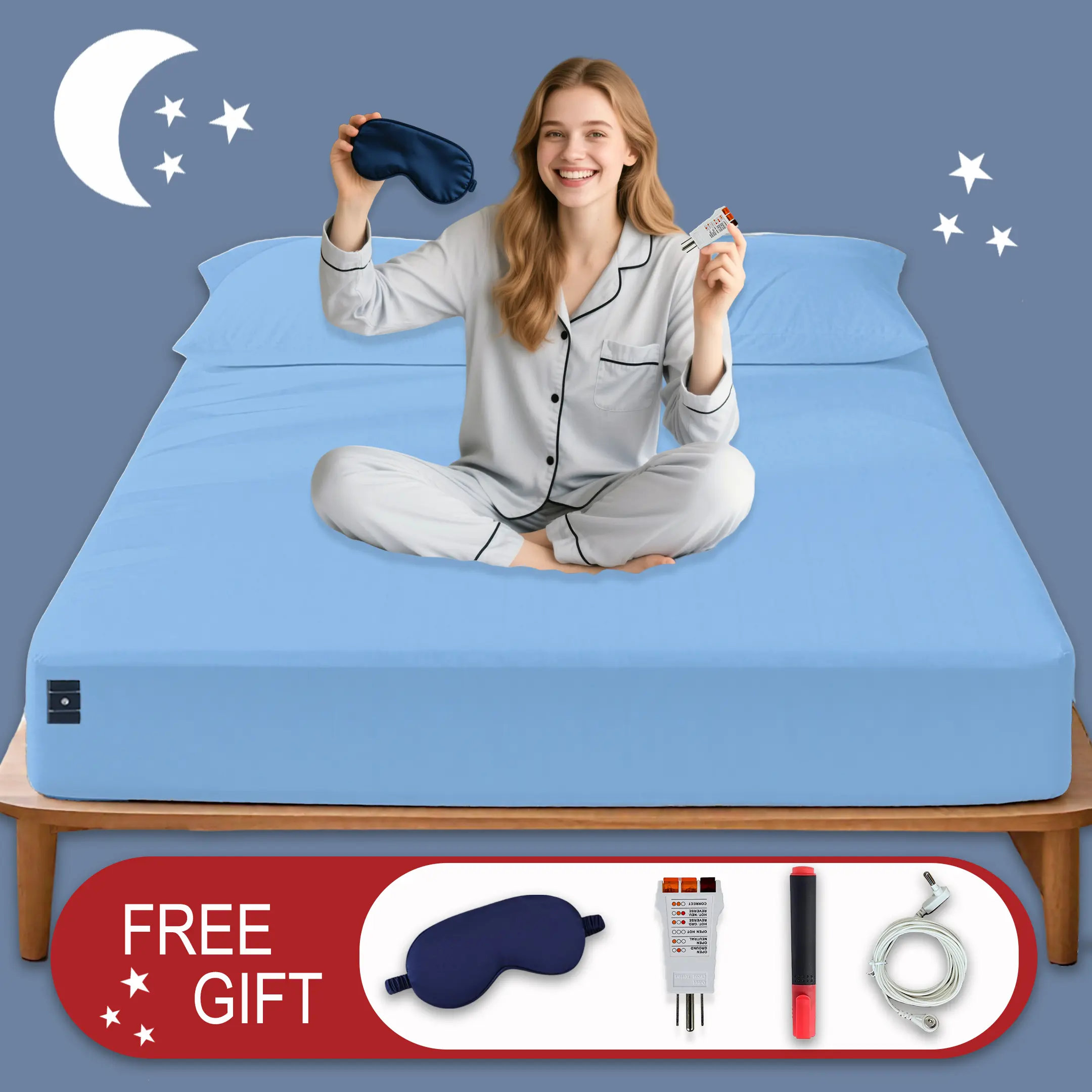 Home Grounding Fitted Sheet , Silver Fiber & Organic Cotton Earthing Sheet , Hypoallergenic & Sleep-Enhancing Bedding Essential
