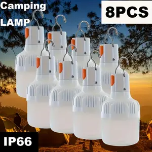 8-Pack Rechargeable LED Camping Lanterns with Hook, High Quality Matte ABS, 36V Max USB Rechargeable, 18650 Lithium Battery for Camping, Emergency, Climbing, Home & Commercial Lighting, Camping Accessories, Adventure Gear, Modern Lighting, Sturdy Hook,