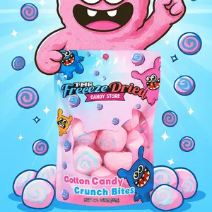 Super Crunchy Freeze Dried Cotton Candy Salt Water Taffy freeze-dried candy Tangy Bonbon