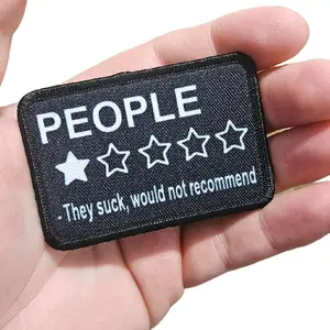 sarcastic people one star review meme 2"x3" morale patch with hook and loop backing sarcastic people one star review meme 2"x3" morale patch with hook and loop backing