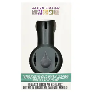 Aura Cacia Aromatherapy Car Diffuser, 1 Diffuser, 5 Refill Pads