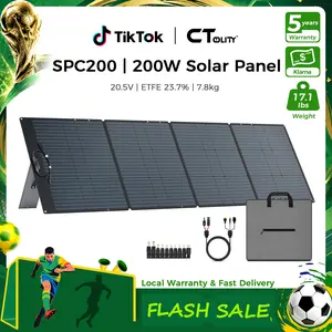 [Summerwins][Camping Essentials 2026/Camping Gear]CTOLITY SPC200 200W ETFE 23.7% Transfer Foldable Solar Panel 20.5V Portable for Camping & Outdoor Power Station with 4F 3-Bracket Folding Capability