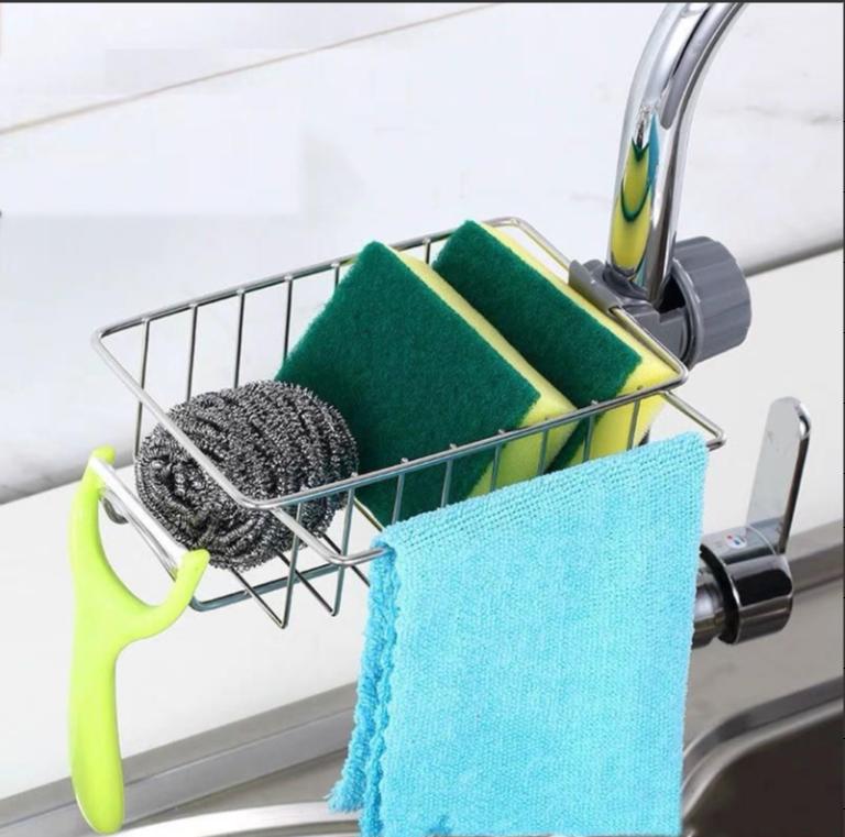 Kitchen Sponge Holder, Dish Brush Holder, Slim Sink Organization/Draining Basket/Liquid Drainer/Water Trough Rack, Kitchen Essential Tools
