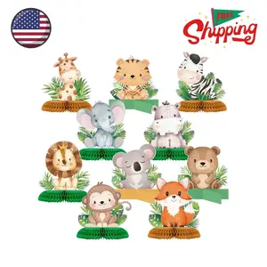 10 Pcs Safari Honeycomb Centerpieces for Baby Shower & Birthday Party Decorations