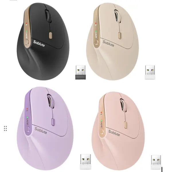 SABLUTE MAM3 Silent Ergonomic Vertical Mouse, Rechargeable Bluetooth Wireless Mouse, Dual-Device Connection, 4 Adjustable DPI for Mac, Windows Laptops, PCs, Silent Mouse tiktokshopbacktoschool
