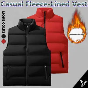 Mens Vest Jacket Warm Sleeveless Jackets Winter Waterproof black fitsZipper Coat Autumn Stand-up Collar Casual Waistcoat Brand Clothing