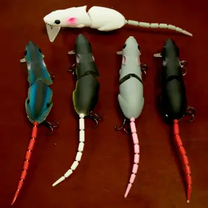 Realistic Fishing Lures for Bass Catfish Dogfish Perch, Mouse Shape Topwater Bait Set, 5 Pieces with Bait Box Included