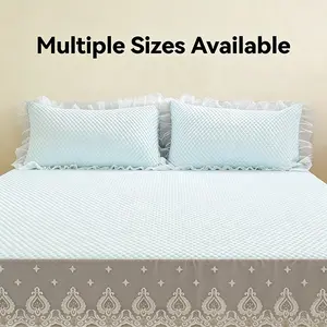 Elegant Star Lace Cooling Fitted Sheet Set, Waffle Texture Summer Bedding, Skin-Friendly Breathable Material, Queen/king Size, Multiple Colors