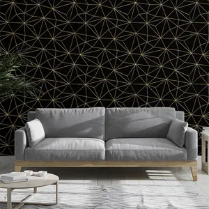 Creative Gold Geometric Triangle Pattern Wallpaper, PVC Material, Self-Adhesive, Ideal for Kitchen/living Room/bedroom Decor