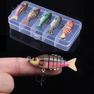 5pcs Swimbait Lure in box Sinking Wobblers, 6 Segments Hard Bait Fishing Lures for Bass